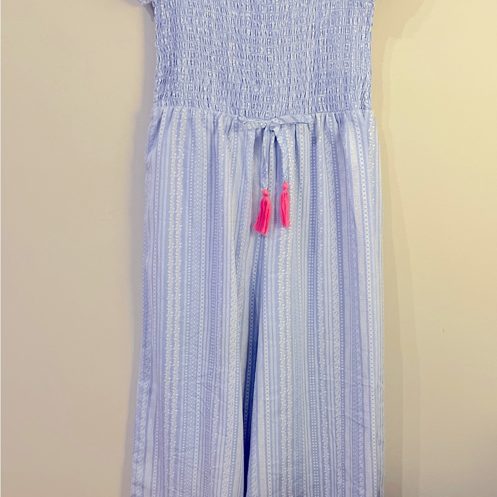 Blue and White Pants Romper